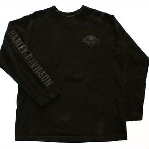 Harley Davidson Black Rubber Embossed Crew Neck L